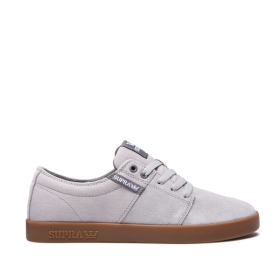 Mens Supra Low Top Shoes STACKS II Lt. Grey/Grey/gum | AU-22217